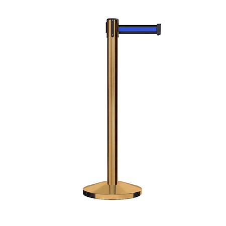 Stanchion Belt Barrier Sat.Brass Post 7.5ftBk/Bl Belt